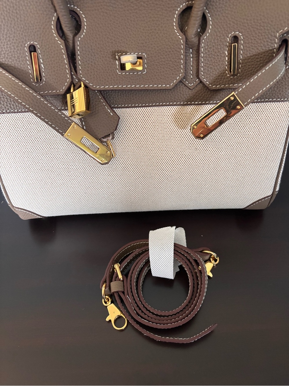 Leather and Canvas Handbag - Picture 10 of 10
